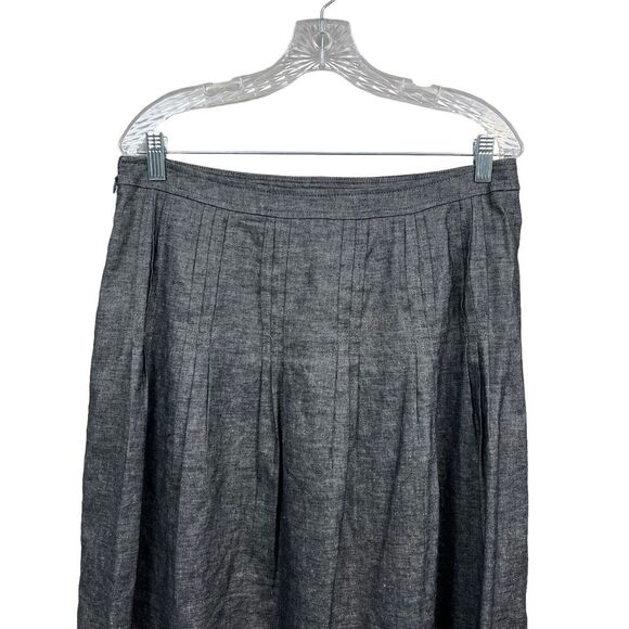 Cynthia Steffe Skirt A Line Linen Blend Pleated Lined Back Zip Gray Women Size 8 - Picture 5 of 6